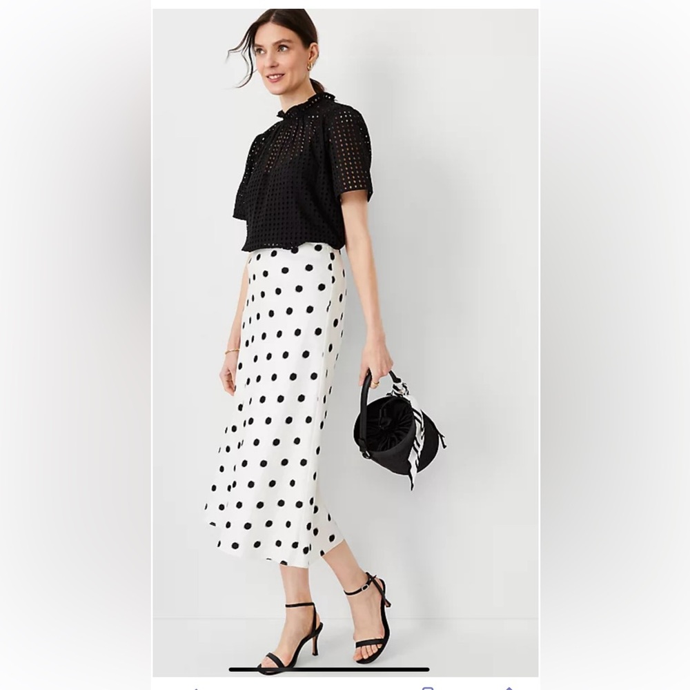 NWT ANN TAYLOR Petite Dotted Bias Slip Skirt